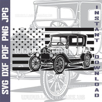 Thumbnail for Ford Model T with American Flag SVG laser ready files - 3DWave.us