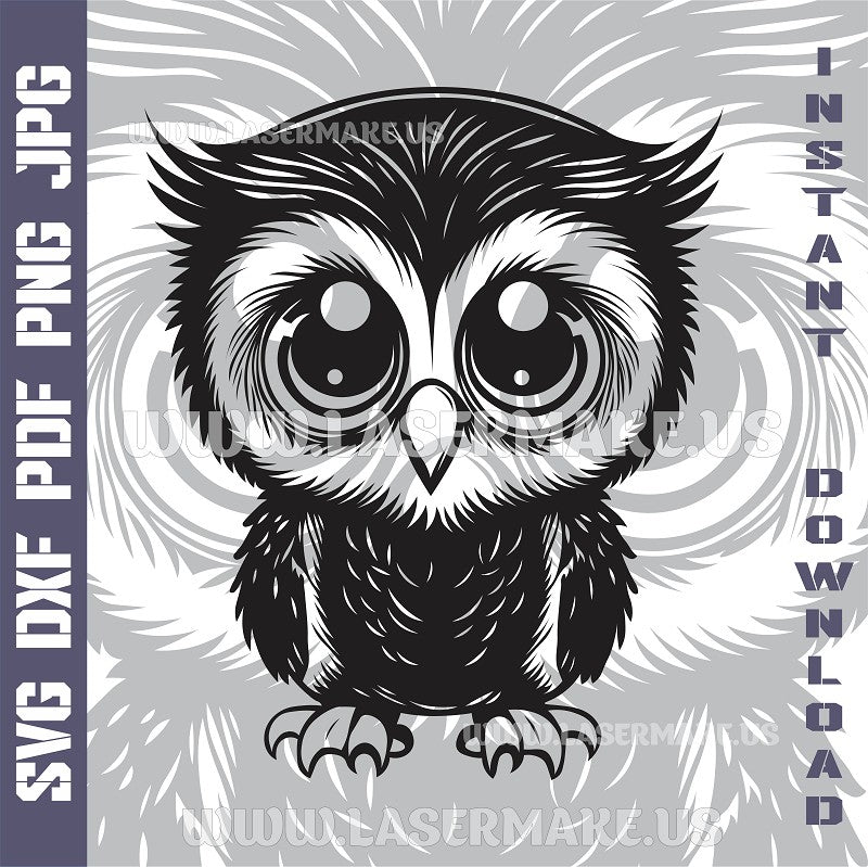 Funny Owl SVG laser ready files - 3DWave.us