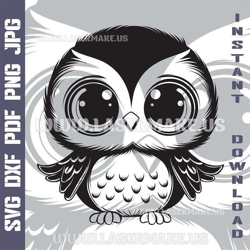 Funny Owl SVG laser ready files - 3DWave.us