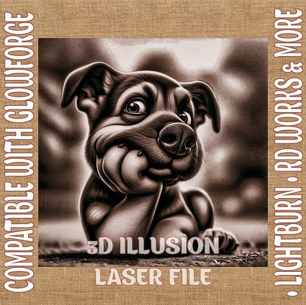 Funny Puppy 3d illusion & laser - ready file - 3DWave.us