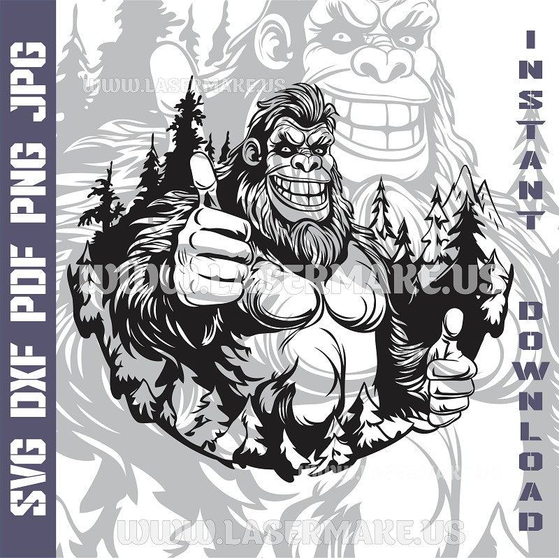 Funny Sasquatch SVG laser ready files - 3DWave.us