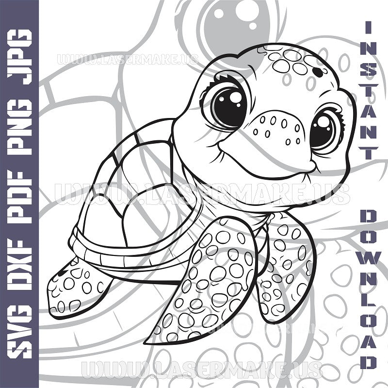 Funny Turtle SVG laser ready files - 3DWave.us