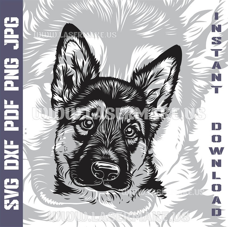 German Shepherd SVG laser ready files - 3DWave.us