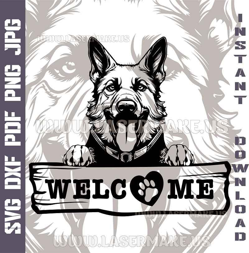 German Shepherd Welcome Sign SVG laser ready files - 3DWave.us