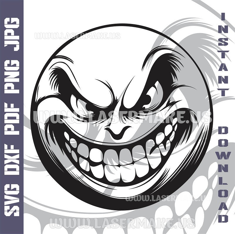 Halloween Evil Smile SVG laser ready files - 3DWave.us