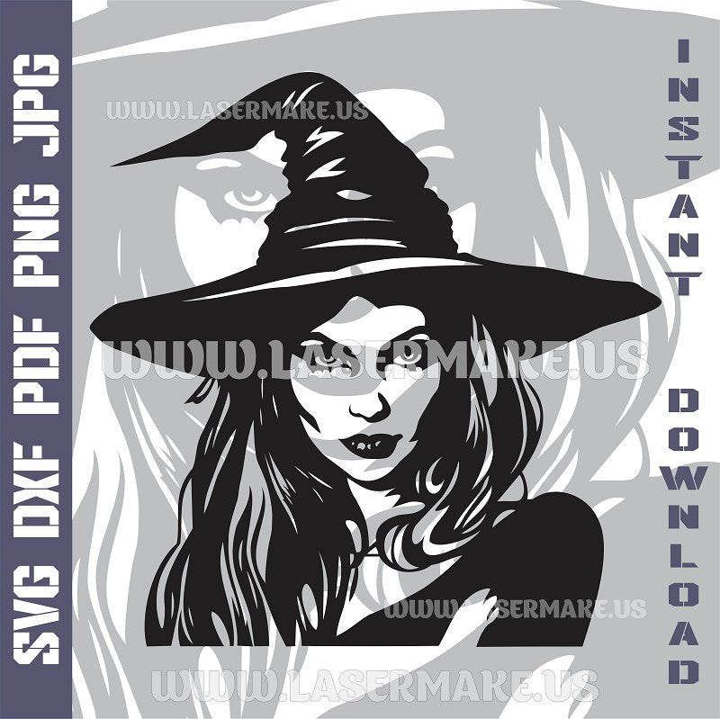 Halloween Witch SVG laser ready files - 3DWave.us