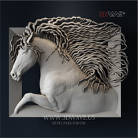 Thumbnail for Galloping Horse - 3D Model for CNC | Dynamic Wood Bas-Relief STL File - 3DWave.us