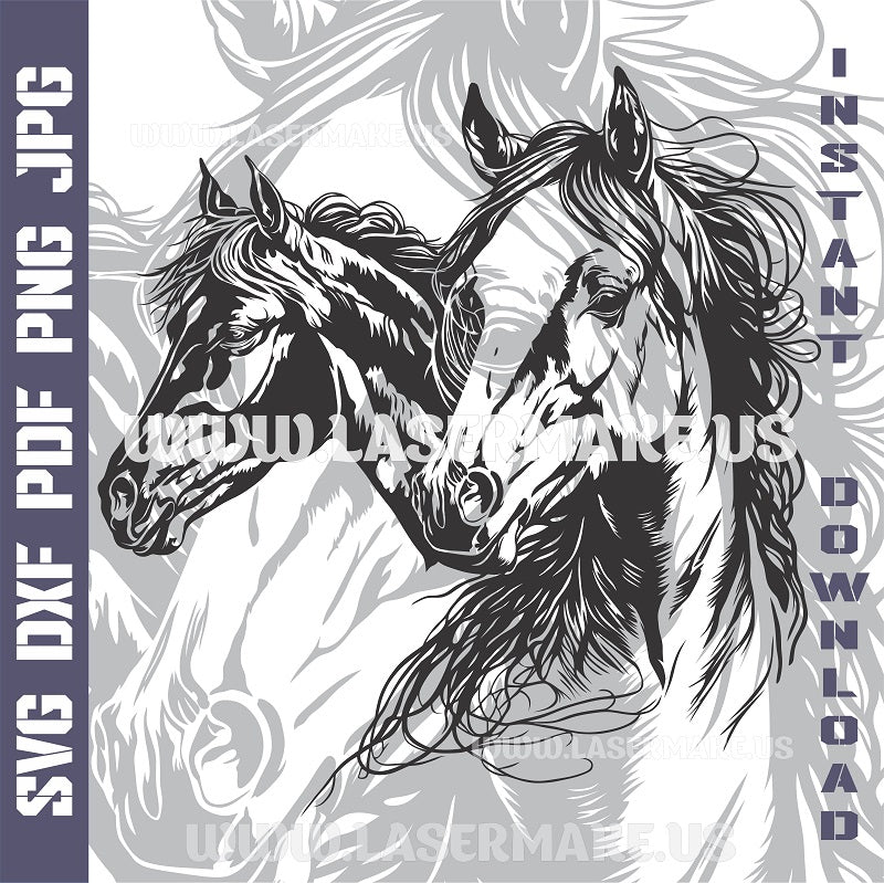 Horses SVG laser ready files - 3DWave.us