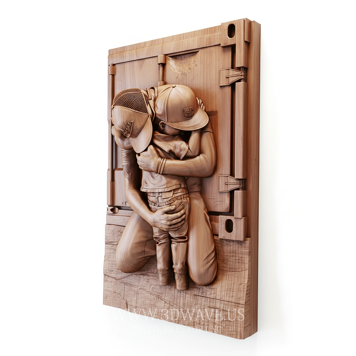 Father and Child Embrace 3D Model for CNC | Family Wall Art | STL File - 3DWave.us