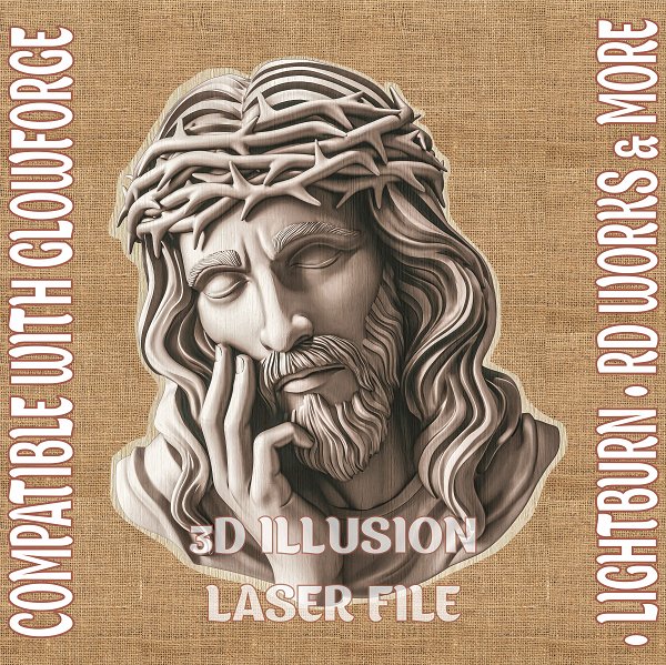 Jesus 3d illusion & laser - ready files - 3DWave.us