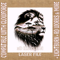 Thumbnail for LION 3d illusion & laser - ready files - 3DWave.us