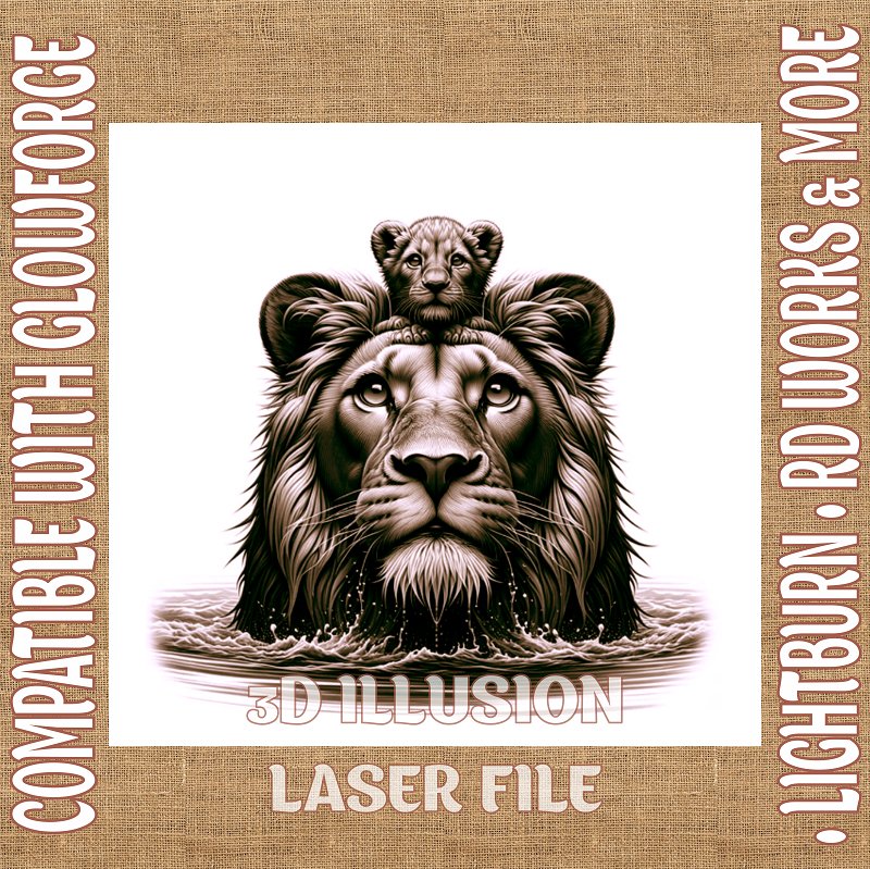 LIONS 3d illusion & laser - ready files - 3DWave.us