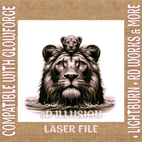 Thumbnail for LIONS 3d illusion & laser - ready files - 3DWave.us