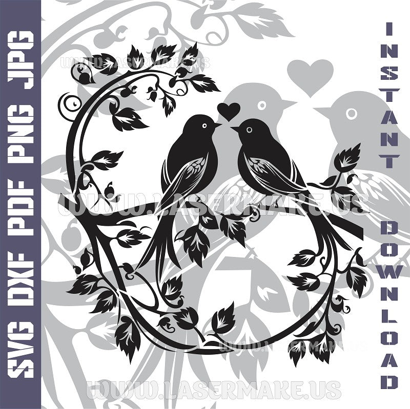 Love Birds laser ready files - 3DWave.us