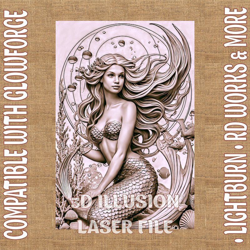 MERMAID 3d illusion & laser - ready files - 3DWave.us