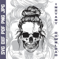 Thumbnail for Messy Bun Skull SVG laser ready files - 3DWave.us