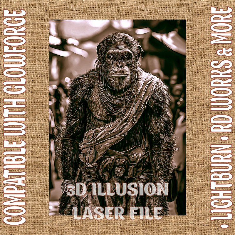 MONKET WARRIOR 3d illusion & laser - ready files - 3DWave.us