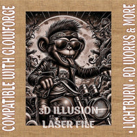 Thumbnail for Monkey Biker 3d illusion & laser - ready file - 3DWave.us