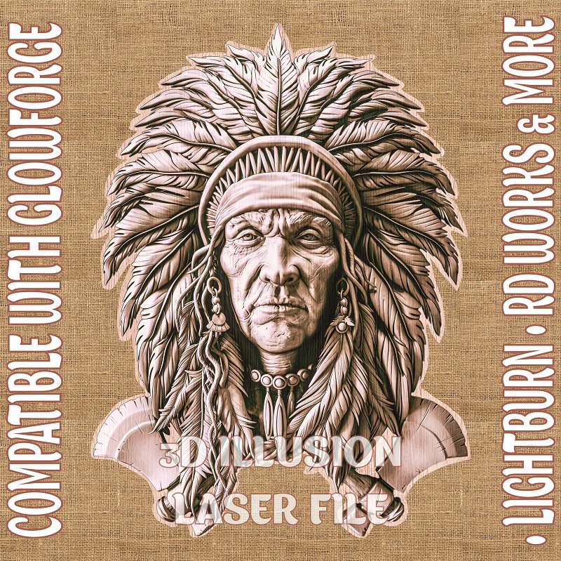 NATIVE AMERICAN 3d illusion & laser - ready files - 3DWave.us
