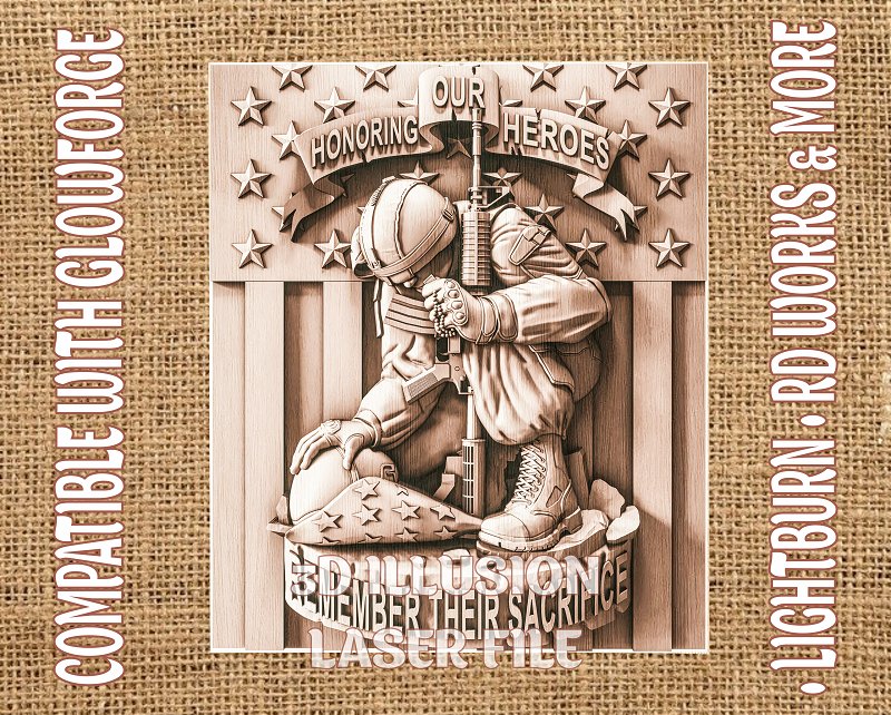 NEVER FORGET 3d illusion & laser - ready files - 3DWave.us