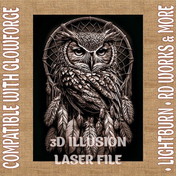 Owl Windcatcher 3d illusion & laser - ready file - 3DWave.us