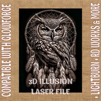 Thumbnail for Owl Windcatcher 3d illusion & laser - ready file - 3DWave.us