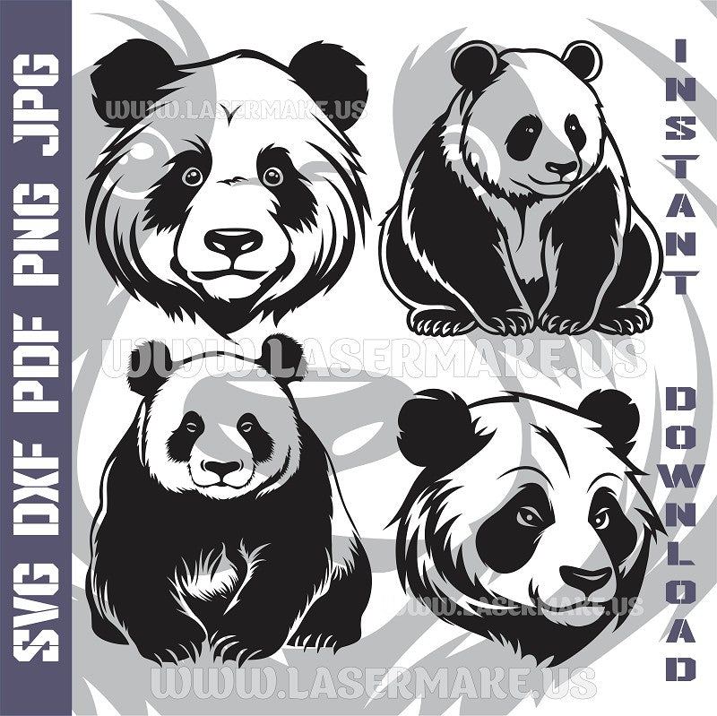 Panda Bundle SVG laser ready files - 3DWave.us