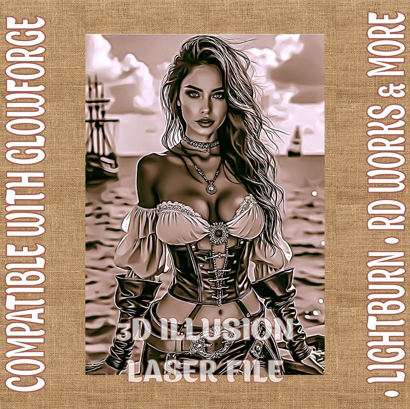 PIRATE GIRL 3d illusion & laser - ready files - 3DWave.us