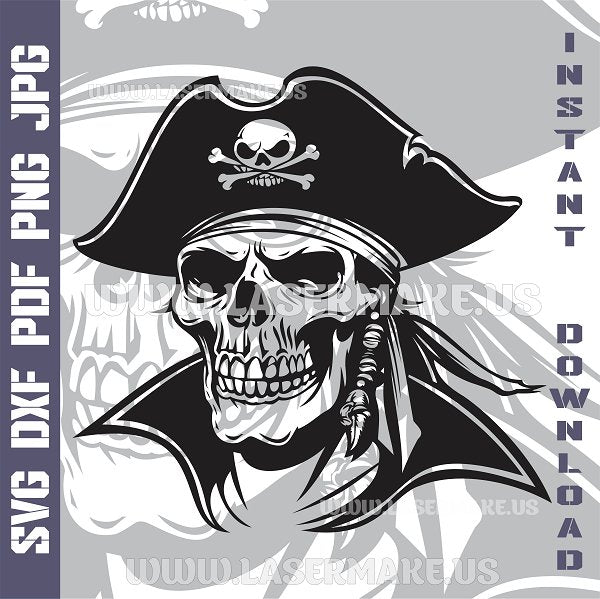 Pirate Skull SVG laser ready files - 3DWave.us