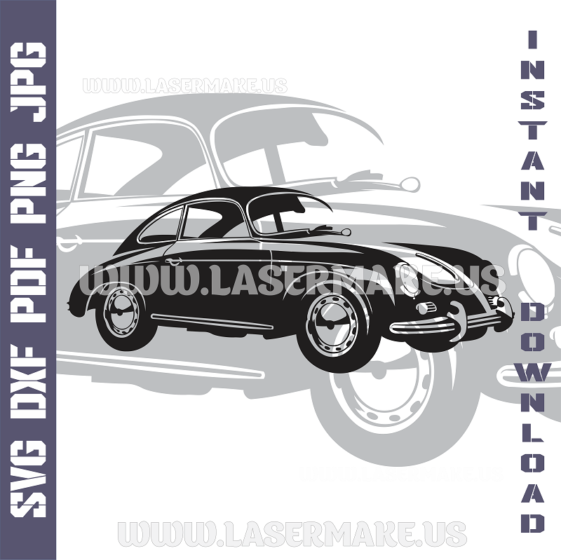 Porshe 356 SVG laser ready files - 3DWave.us