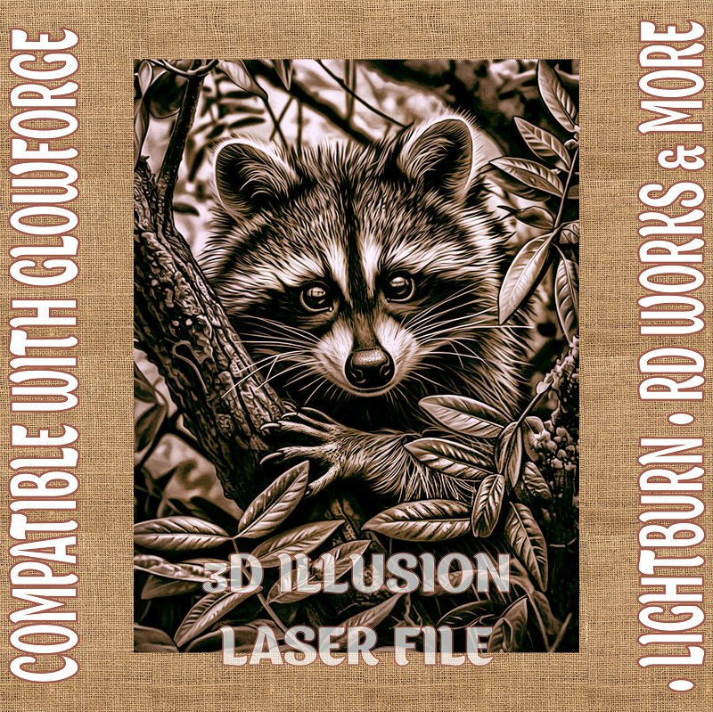 RACCOON 3d illusion & laser - ready files - 3DWave.us