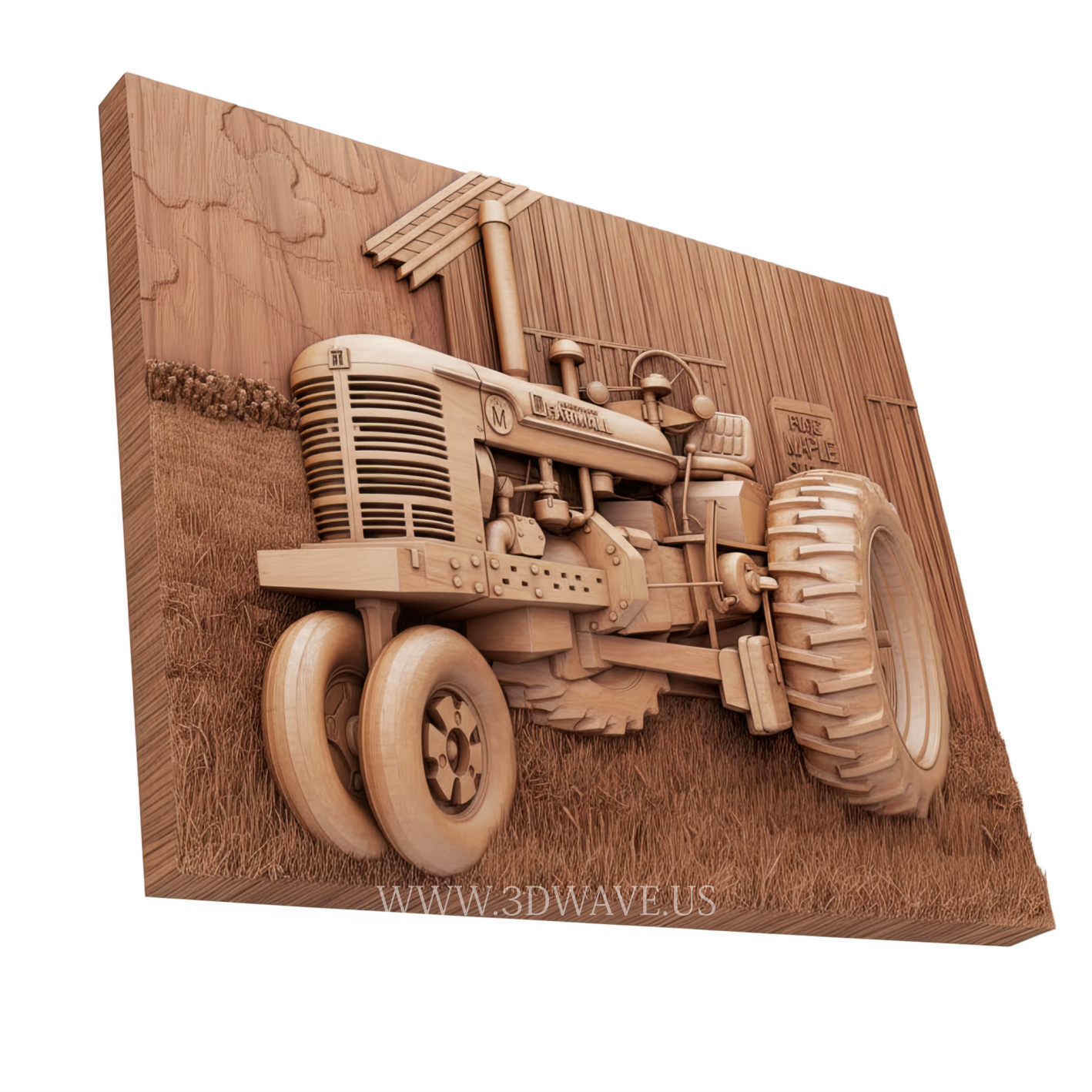 Farmall Tractor Barn - 3D Model for CNC | Vintage Farm Wall Art STL File - 3DWave.us