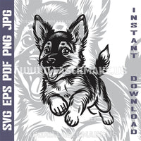 Thumbnail for Running German Shepherd Puppy SVG laser ready files - 3DWave.us