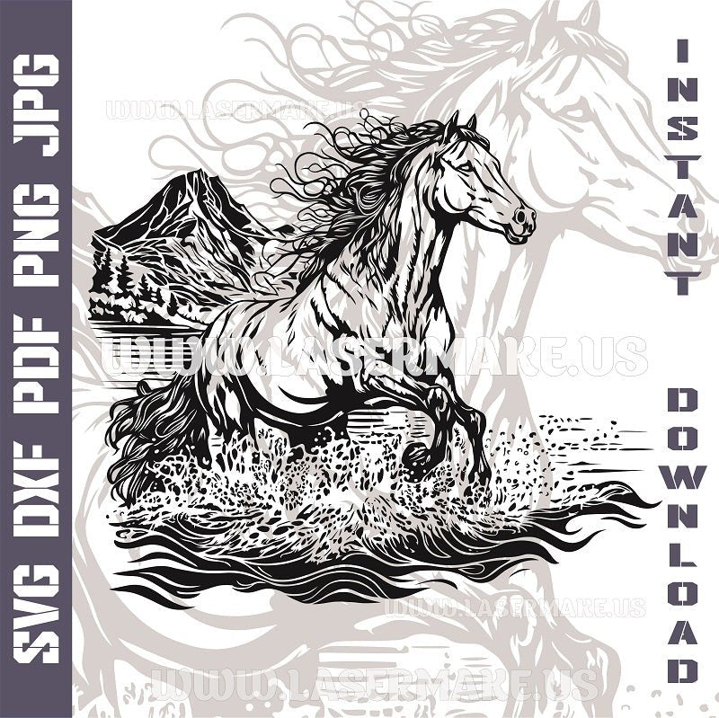 Running Horse SVG laser ready files - 3DWave.us