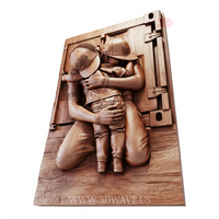 Thumbnail for Father and Child Embrace 3D Model for CNC | Family Wall Art | STL File - 3DWave.us
