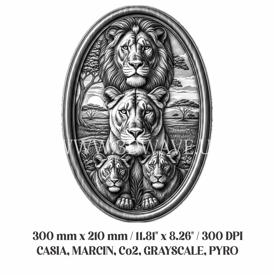 LIONS FAMILY 3d illusion & laser-ready files