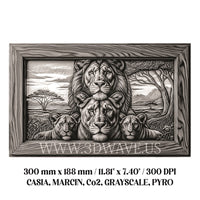 Thumbnail for LIONS FAMILY 3d illusion & laser-ready files