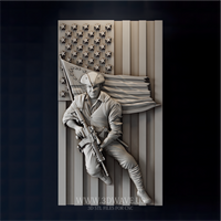 Thumbnail for Soldier with Flag - 3D Model for CNC | Patriotic Military Wall Art STL File - 3DWave.us