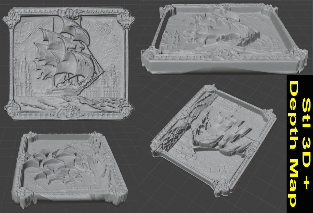 Spanish_Galeon Stl and depth map file - 3DWave.us