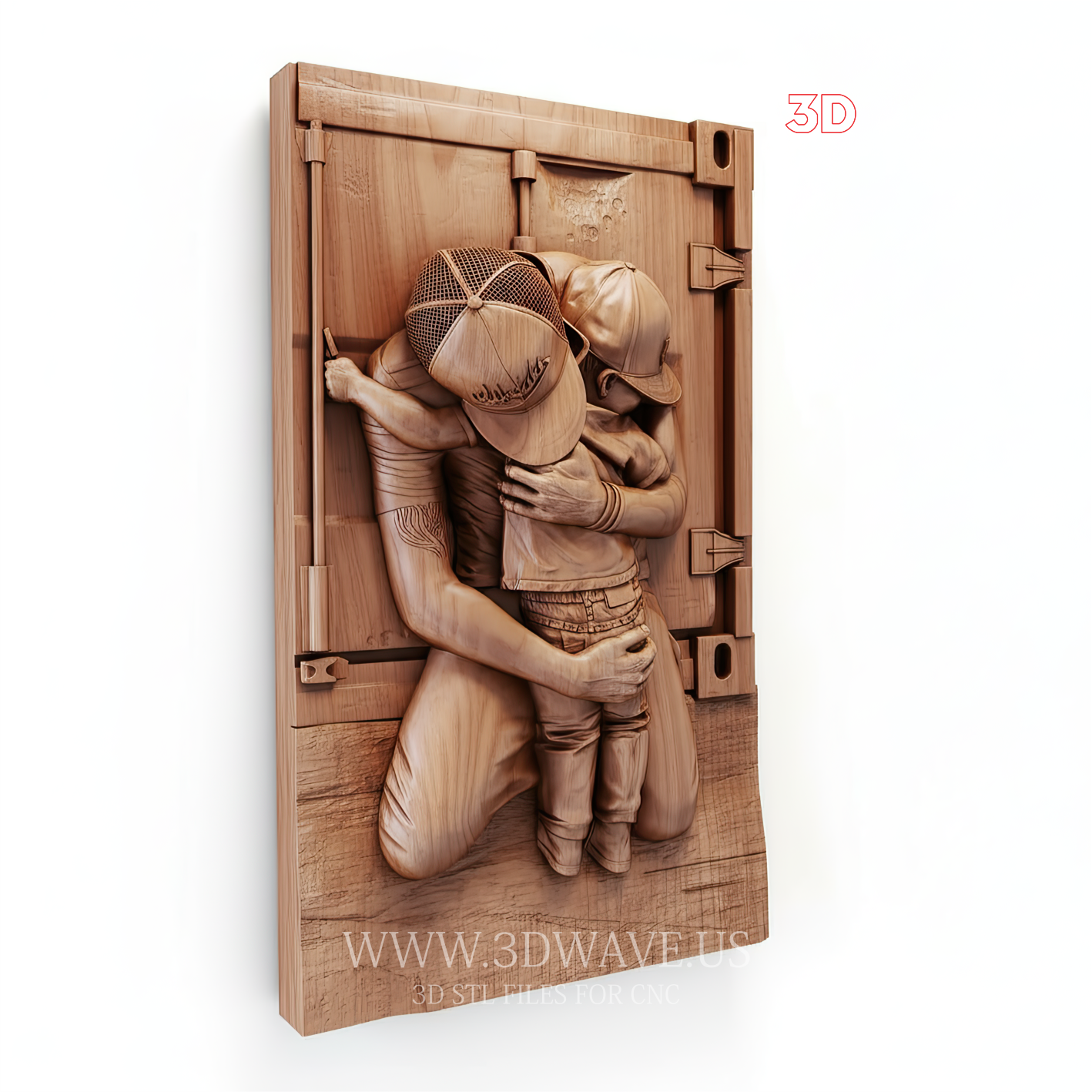 Father and Child Embrace 3D Model for CNC | Family Wall Art | STL File - 3DWave.us