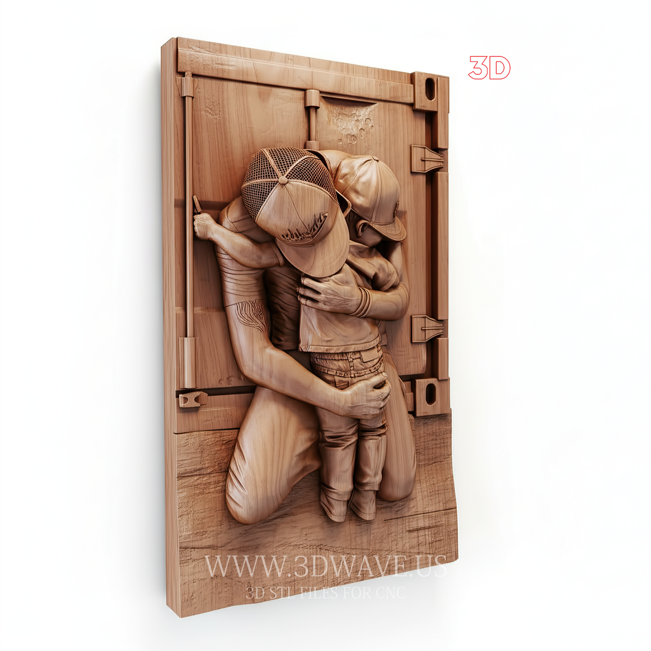 Father and Child Embrace 3D Model for CNC | Family Wall Art | STL File - 3DWave.us