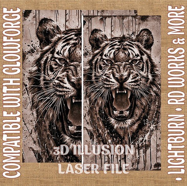 Tiger 3d illusion & laser - ready file - 3DWave.us