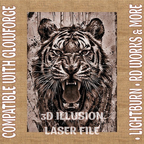 Tiger 3d illusion & laser - ready file - 3DWave.us