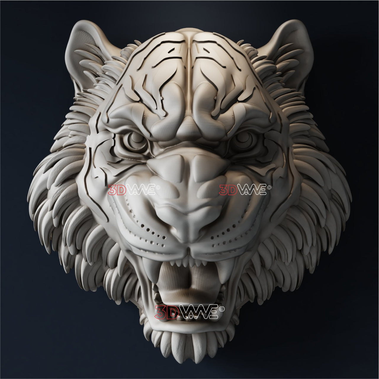 TIGER HEAD 3D STL - 3DWave.us