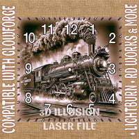 Thumbnail for TRAIN CLOCK 3d illusion & laser - ready files - 3DWave.us