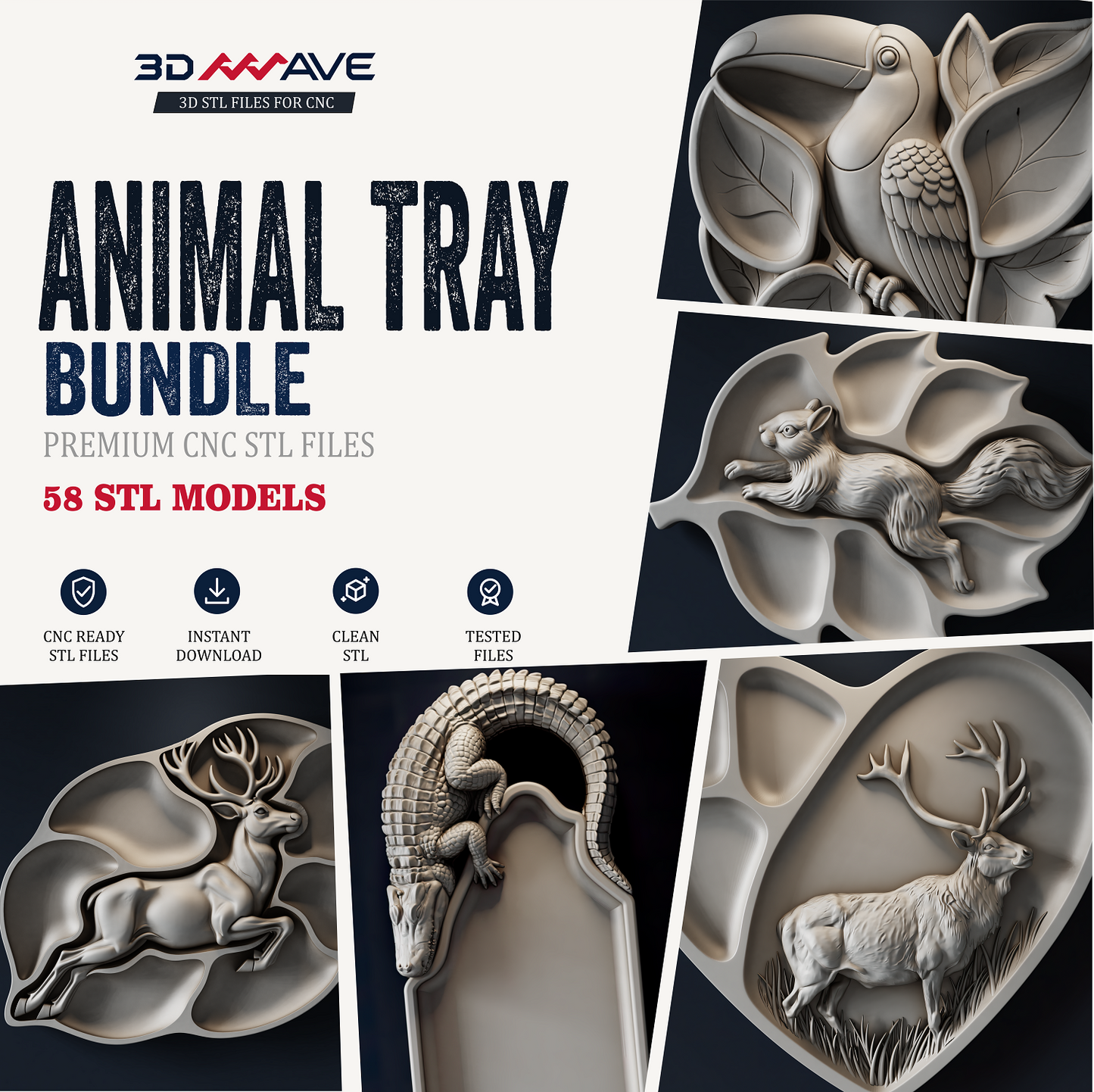58 Serving Tray STL Bundle for CNC Router | Charcuterie & Cutting Board Files