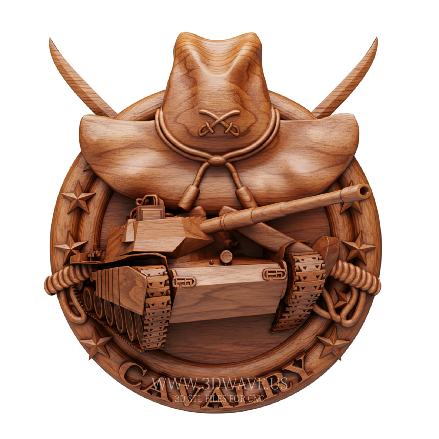 Armored Cavalry Tank Emblem - 3D Model for CNC | US Army Tank Badge STL File - 3DWave.us