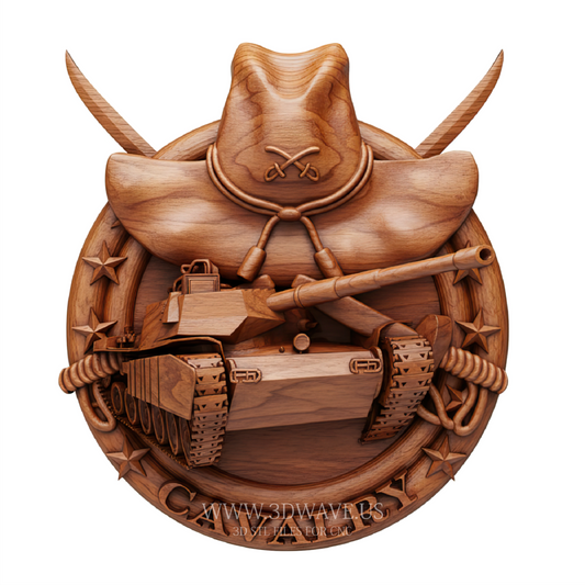 Armored Cavalry Tank Emblem - 3D Model for CNC | US Army Tank Badge STL File - 3DWave.us