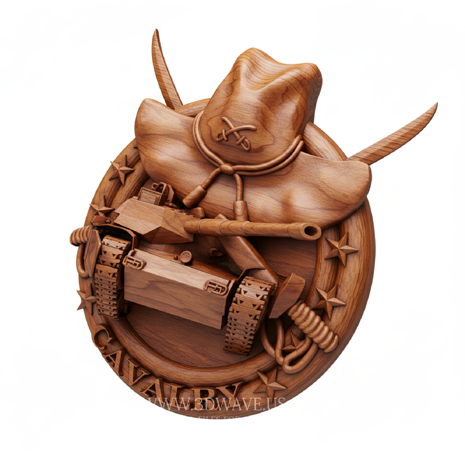 Armored Cavalry Tank Emblem - 3D Model for CNC | US Army Tank Badge STL File - 3DWave.us