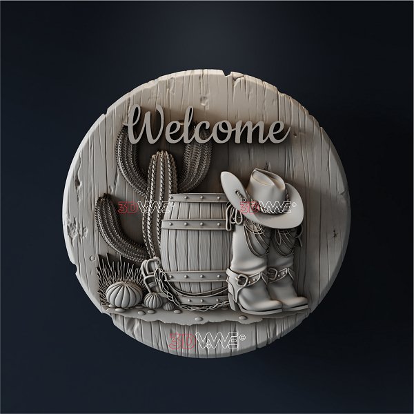 WESTERN WELCOME SIGN 3d stl - 3DWave.us